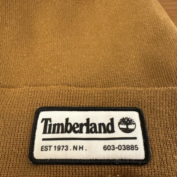 Timberland Patch Beanie Knit Winter Hat Brown 1973 NH New Hampshire - Picture 3 of 9